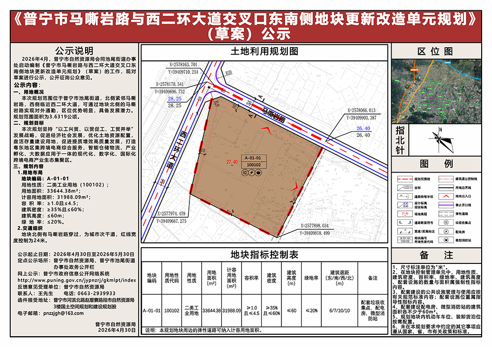 《普宁市马嘶岩路与西二环大道交叉口东南侧地块更新改造单元规划》(草案)公示 - 副本.jpg