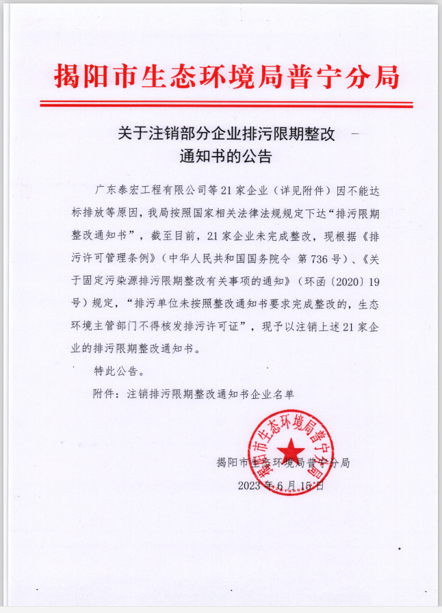 关于注销部分企业排污限期整改通知书的公告.png